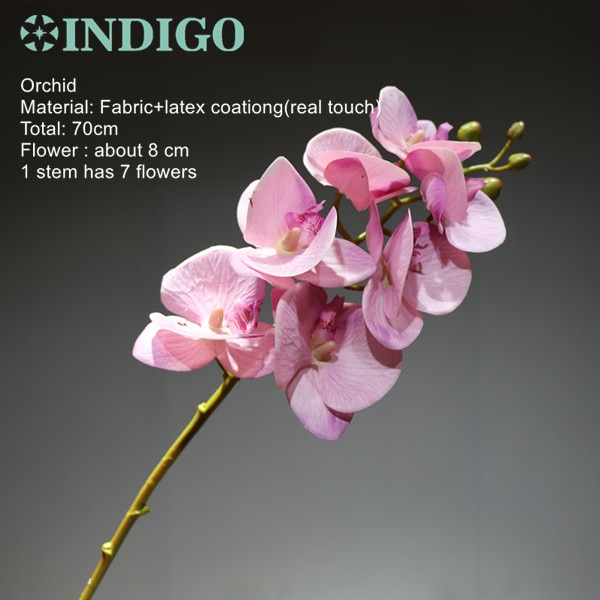 INDIGO - 3D Printing Petals Phalaenopsis White Orchids (7 Flowers/Stem) Real Touch Wedding Flower Floral Party: 1 pc pink