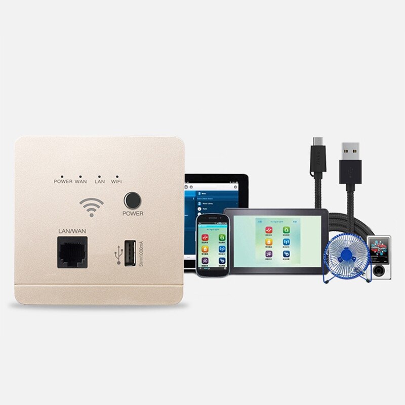 86mm 300Mbps Wall Router with USB Socket Smart Wifi Repeater Extender Wall Embedded 2.4Ghz Router Panel