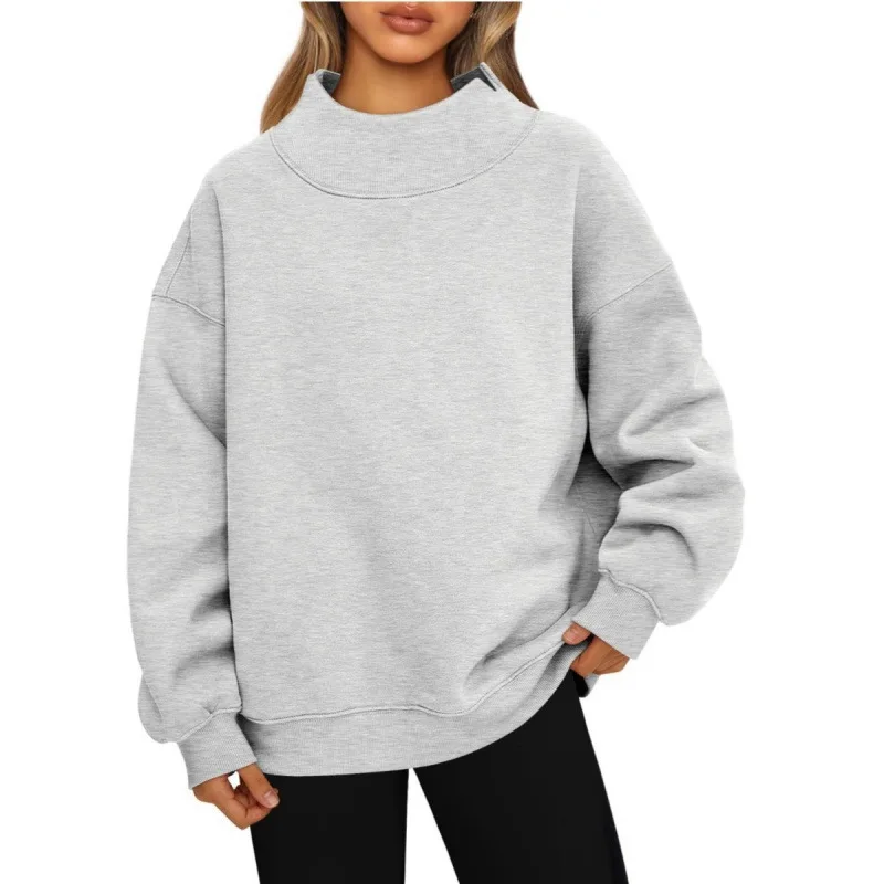 Sudadera con capucha de manga larga con forro polar para mujer, ropa deportiva informal cómoda de fibra de poliéster con cuello alto