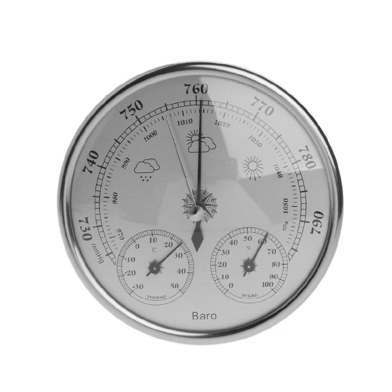 Barometric temperature and humidity meter three-in-one temperature and humidity barometer meteorological station film metal box