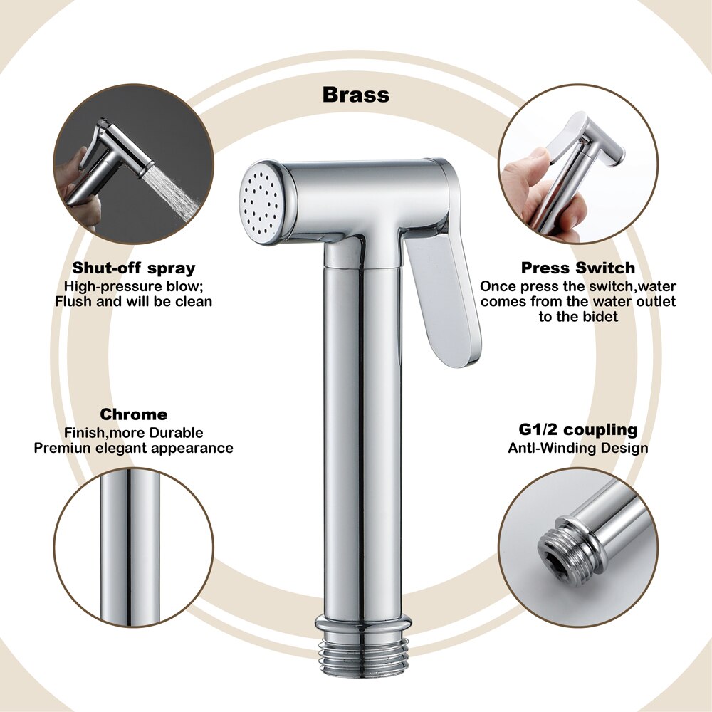 Messing handbediende sproeier bidet toilet jetset draagbare hygiënische douche douche wc douche bidet sproeierpistool