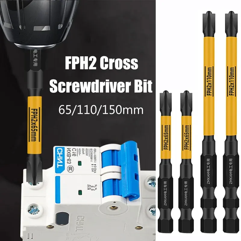 FPH2 Cross Magnetische Schroevendraaier Bit 65/110/150mm Elektrische Slagschroevendraaier Voor Stroomonderbrekers Elektrisch Gereedschap voor Elektriciens
