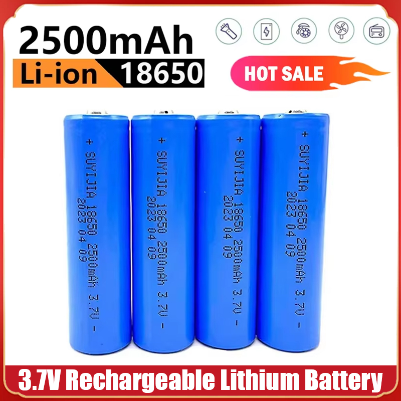 18650 3.7V 2500mAh Pointed Battery Li-ion Rechargeable Batteries High Capacity Power Batteria for Flashlight Torch Headlamp