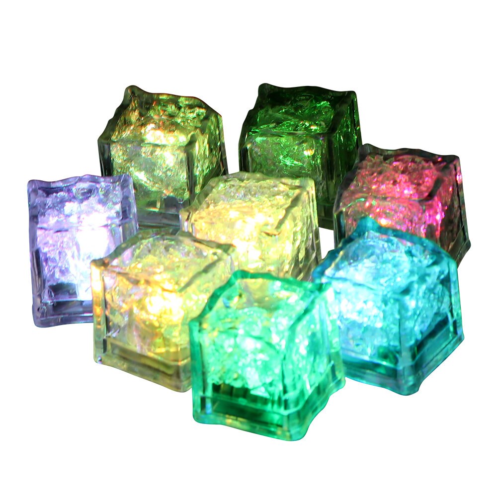6 pièces lumière LED glaçons lumineux nuit lampe fête barre mariage tasse décoration brillant glaçons dans l'eau coloré clignotant glace