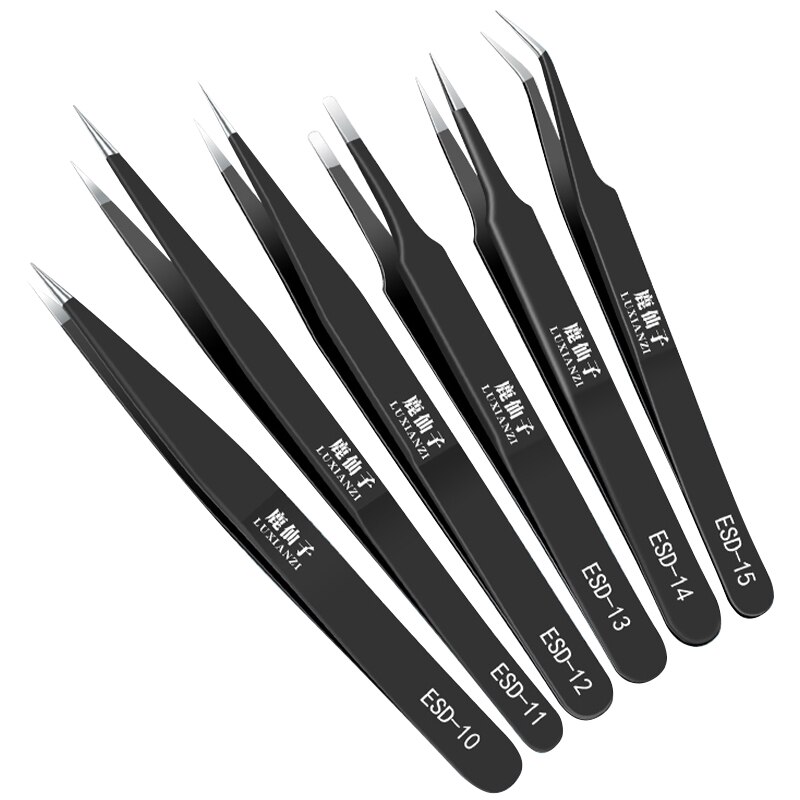 KING'SDUN 8Pcs Anti Static Tweezers ESD Stainless Steel Tweezers Set Industrial Precision Curved - View #5