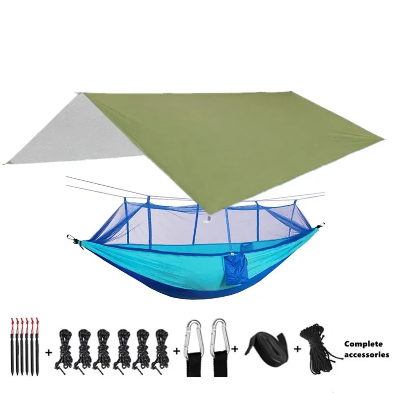Camping Hangmatten En Accessoires, Waaronder Hangmat Met Mesh Regenvlieg Zeildoek Boomriemen Voor Buitengebruik Wandelen Backpacking Reizen: Rood