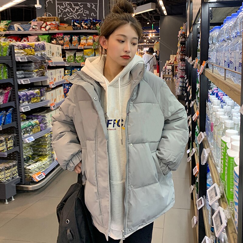 Abrigo y cálido para mujer, Parkas informales holgadas, chaqueta acolchada gruesa que combina con todo, prendas de vestir de coreana negra para el invierno, novedad