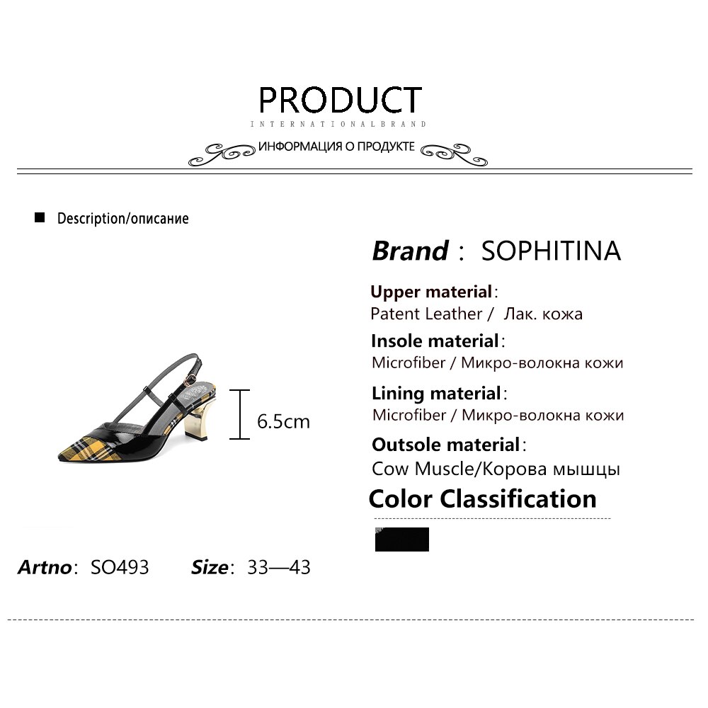 SOPHITINA couleurs mélangées sandales femmes talons épais treillis élément bout pointu sandales grande taille chaussures femmes SO493