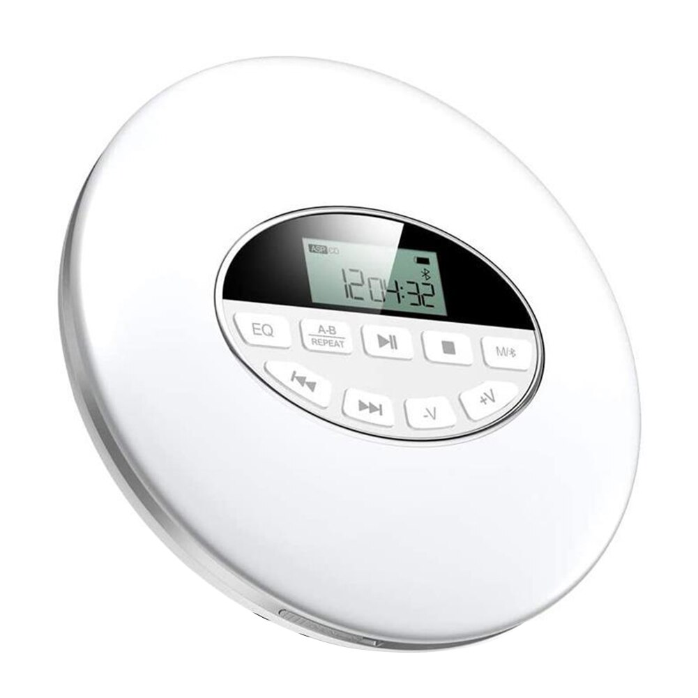 Tragbarer cd-player mit lcd-display, usb- und aux-anschluss, batteriebetrieb, 3.5mm klinkenbuchsen, klein und kompakt, unterstützt tf-karten, autoradio, anti-skip-funktion, rund