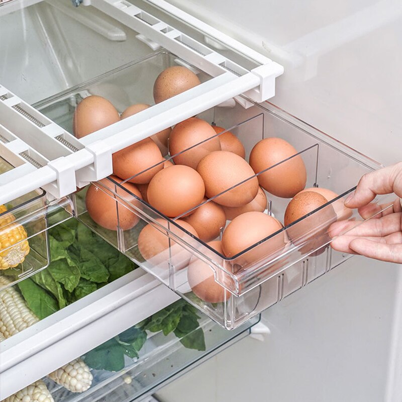 Køleskabsskuffe 1/4/8 rum køleskabsskuffe organiser gennemsigtige køleskabsskuffe beholdere til pantry fryser