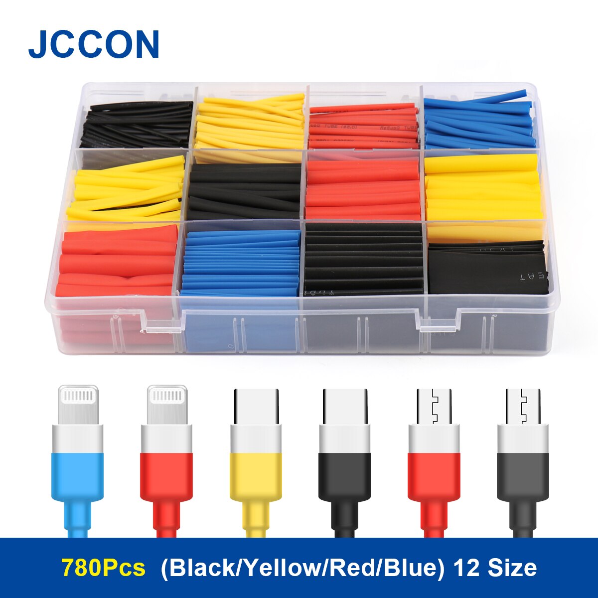 780 Stks/doos Thermoresistant Buis Krimpkous Wikkelen Kit Termoretractil Krimpen Tubing Diverse Draad Kabelhuls Kleur