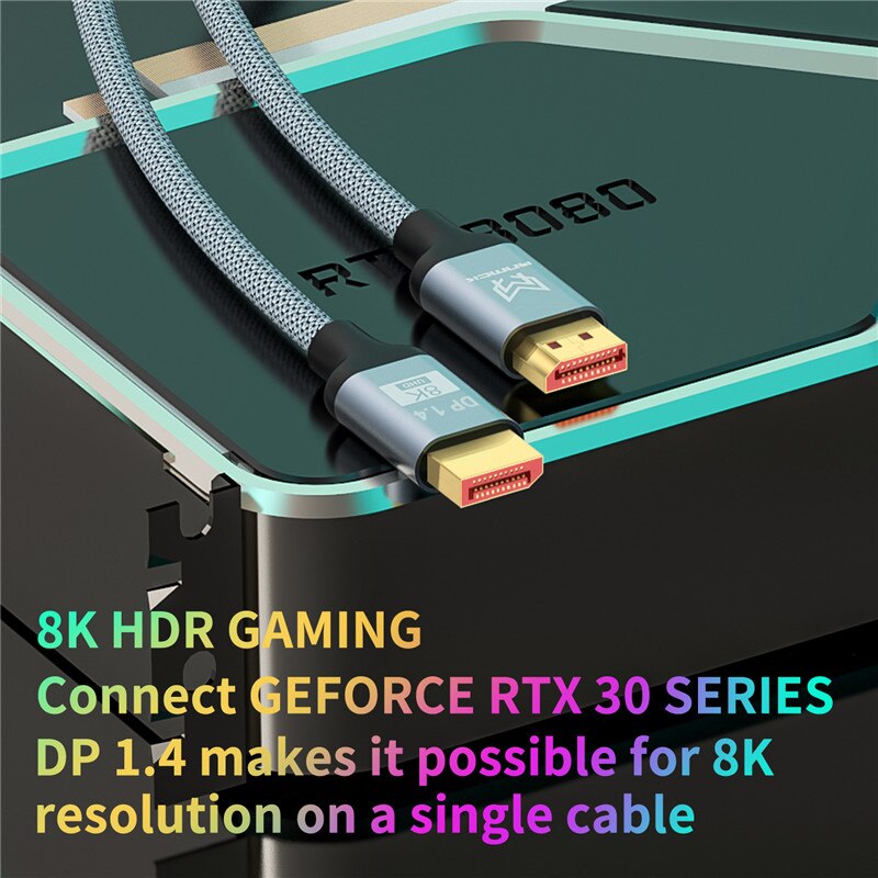 8K Displayport Cable,Anmck Bidirectional Steady Transmission DP to DP 1.4 8K@60Hz Cable UHD Nylon Braided Display Port Lead