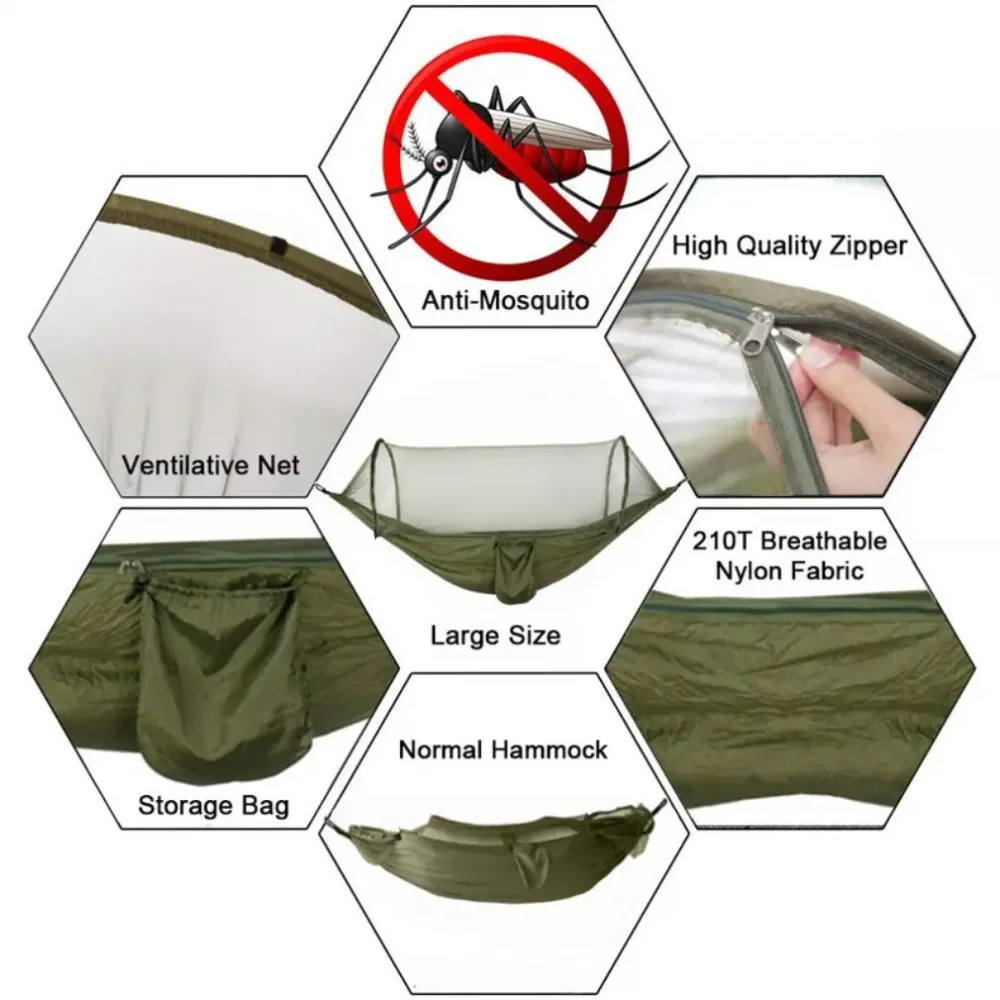 Outdoor Camping Hangmat 2 Persoons Klamboe Camping Hangmatten Buiten Meubelen Bed Draagbare Comfortabele Slaaptent Hangmat