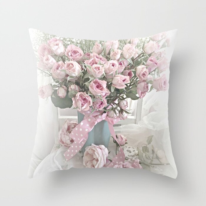 4 Stuks Vintage Rose Serie Kussen Cover Home Sofa Terug Kussen Gooi Case Bloem Kussensloop Voor Slaapkamer Home Office Decoratieve