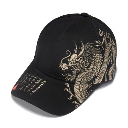 Baseball Hat Font Elements Adjustable Couple Models Chinese Style Baseball Cap for School: Black