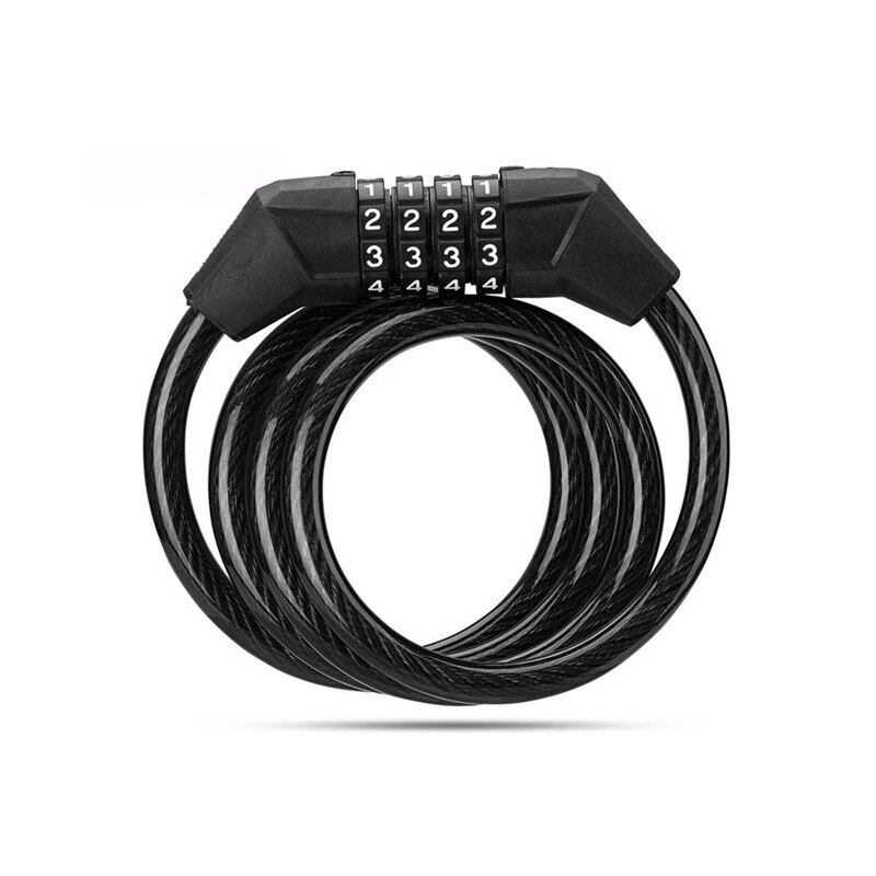 Steel Wire Password Lock for Xiaomi M365 Electric Scooter Safe Four Padlock Anti-Theft Scooter Password Lock Accessories: Black