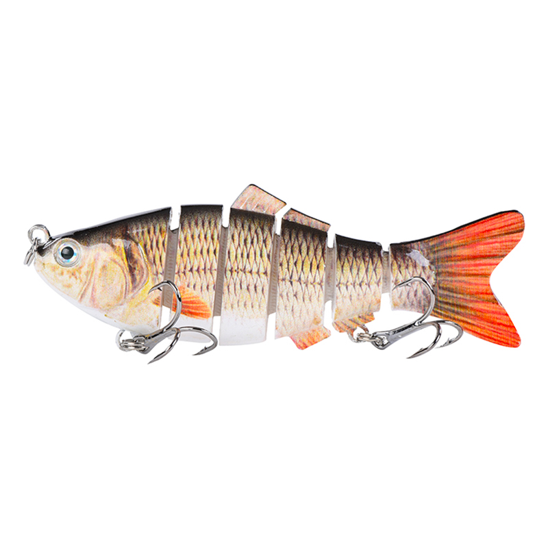 Esche da pesca artificiali dure snodate da 4 pollici a 6 segmenti Crankbait bionico affondamento Wobblers Accessori per la pesca in plastica di cavalla: giallo