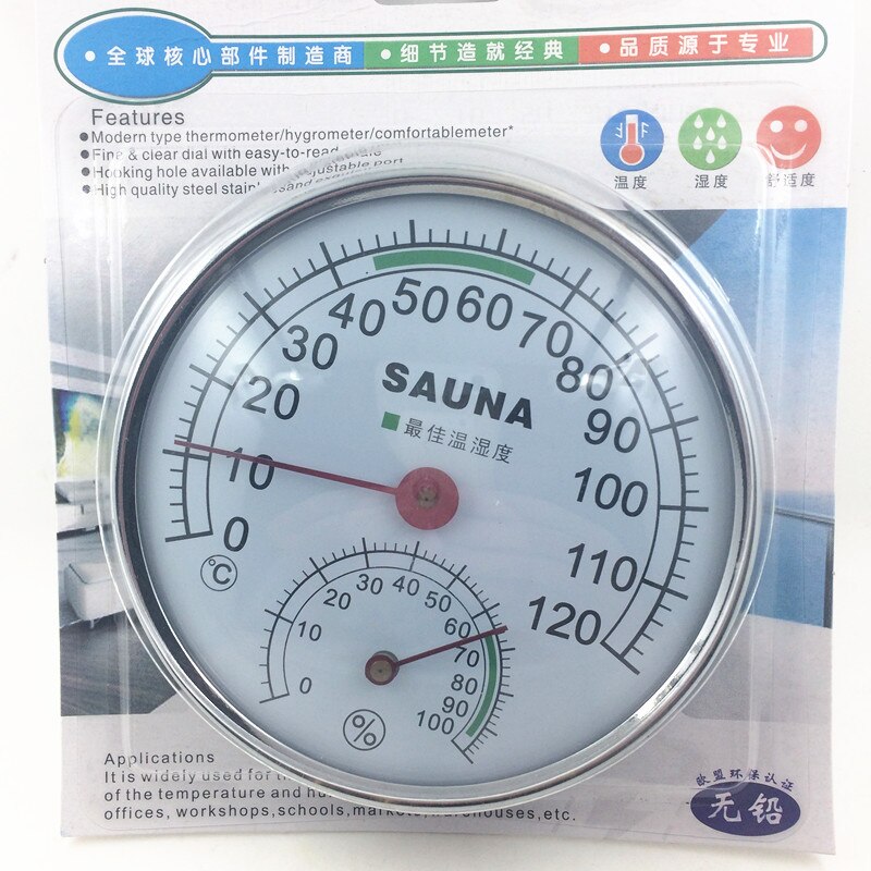 Termometer hygrometer termograf fugtighedsmåler hydrotermograf vejrstation til saunarum induktiv viser 0c-120c
