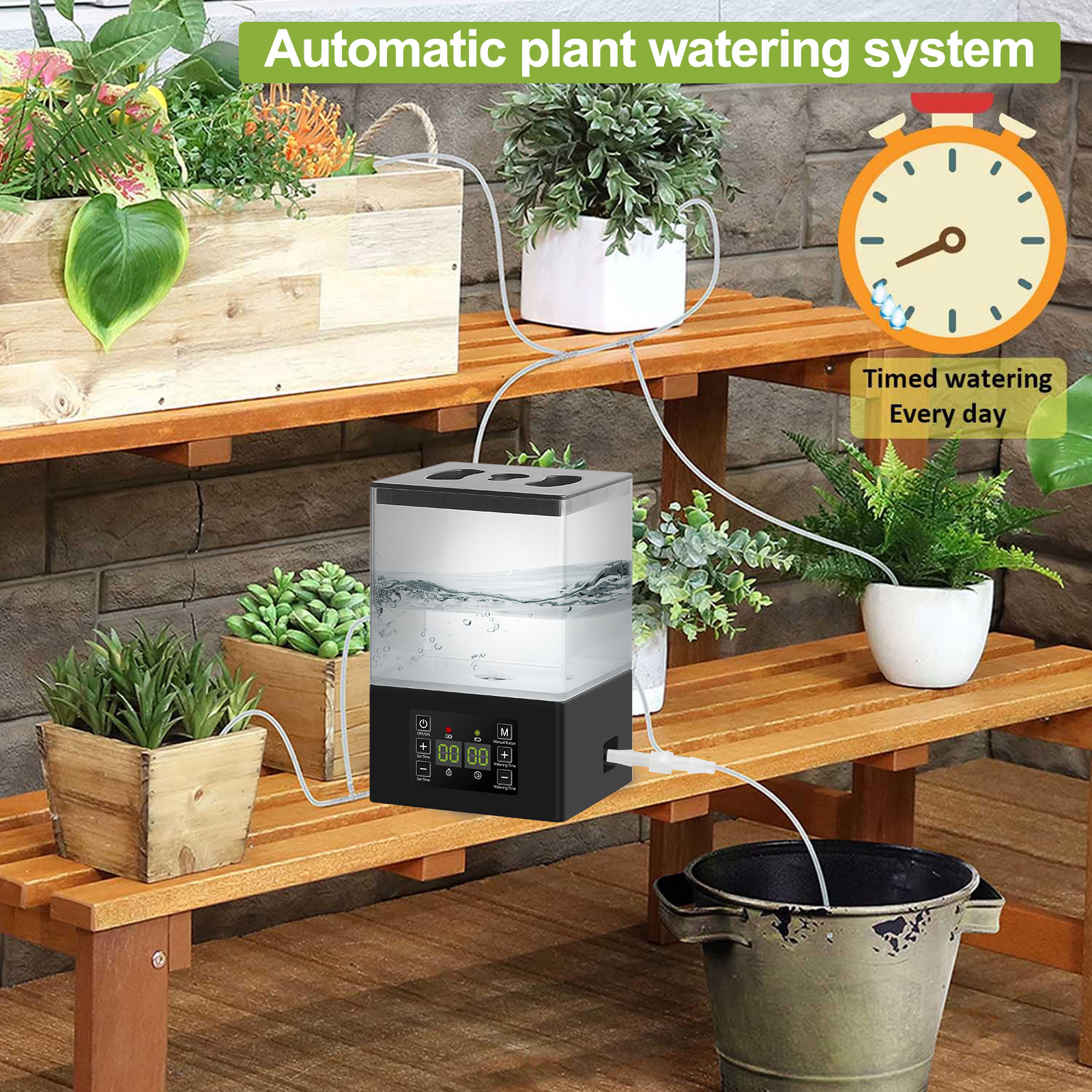 Topfpflanzen automatisches Bewässerungs system 1,3 l Tank Home Tropf bewässerungs anlage Bewässerung Auto Timer für Blumen Pflanze Gartengeräte