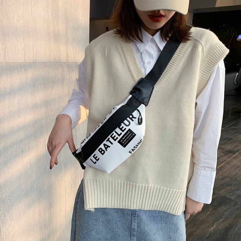 Saco da cintura das mulheres das letras rua hip hop cinto saco de alta qualidade couro do plutônio fanny pacote feminino ombro crossbody sacos peito bolsa