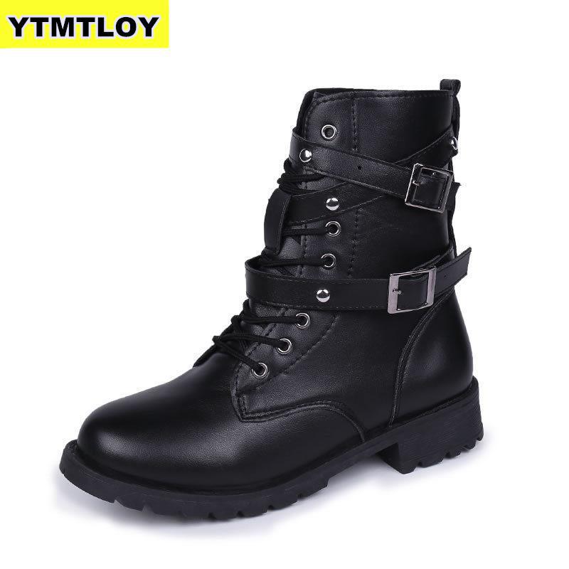 botas de tobillo de de invierno de cuero Pu para mujer zapatos de trabajo de punta redonda de encaje negro para mujer botas de encaje negro Botas femenina: 37