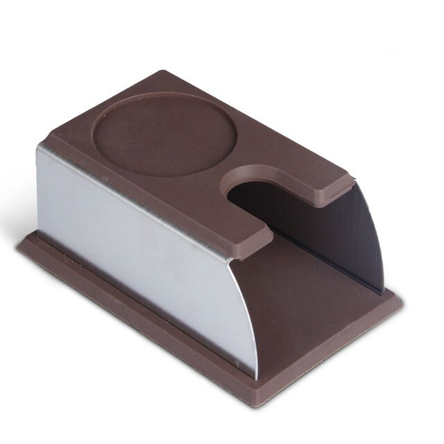 MICCK Rvs Siliconen Tamper Mat Espresso Koffie Tamper Stand Aanstampen Houder Rack Barista Tool Koffie Accessoires: Brown