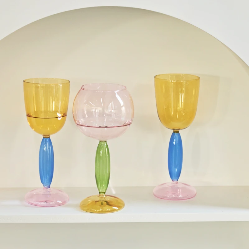 Copa de copa de vino de colores, vasos Bordeaux Borgoña, vasos de cóctel de vidrio de borosilicato, decoración para amantes, 1 ud.
