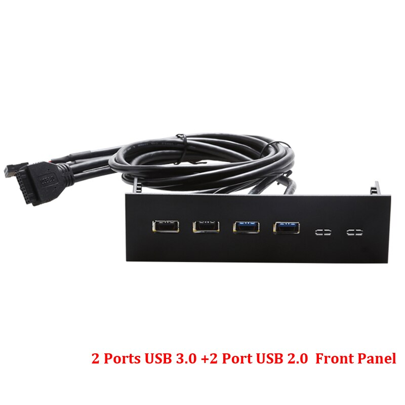 En-Labs PC 5.25 USB 3.0 USB 2.0 front panel Hub Splitter,2 Port USB 3 to 20pin, 2 Port USB 2 to 9pin Adapter -Black Plastic