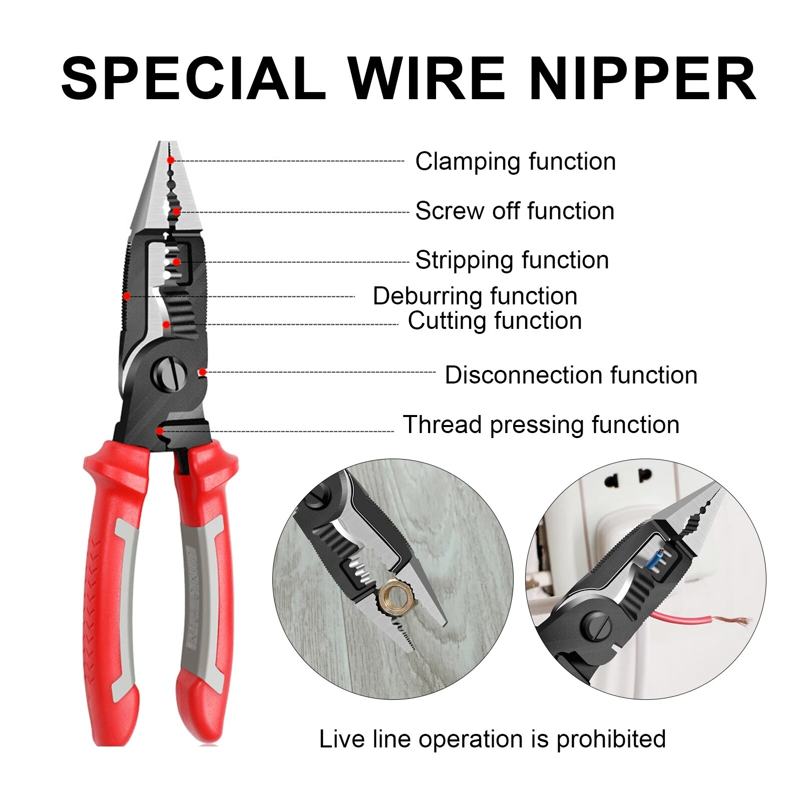 9 in 1 multifunktions elektriker tång lång näsa tång kombinationstång stripper/crimper tång diagonaltång handverktyg