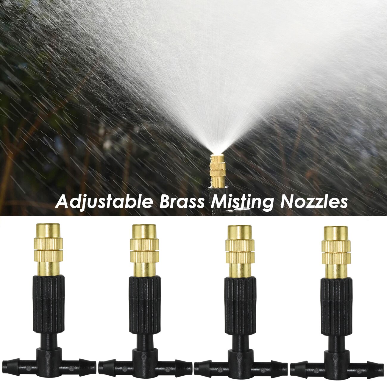 5M-30M 4/7mm Brass Tee Atomizer Nozzle Hose Garden Irrigation 1/4'' Outdoor Misting Cooling Watering System for Patio Greenhouse