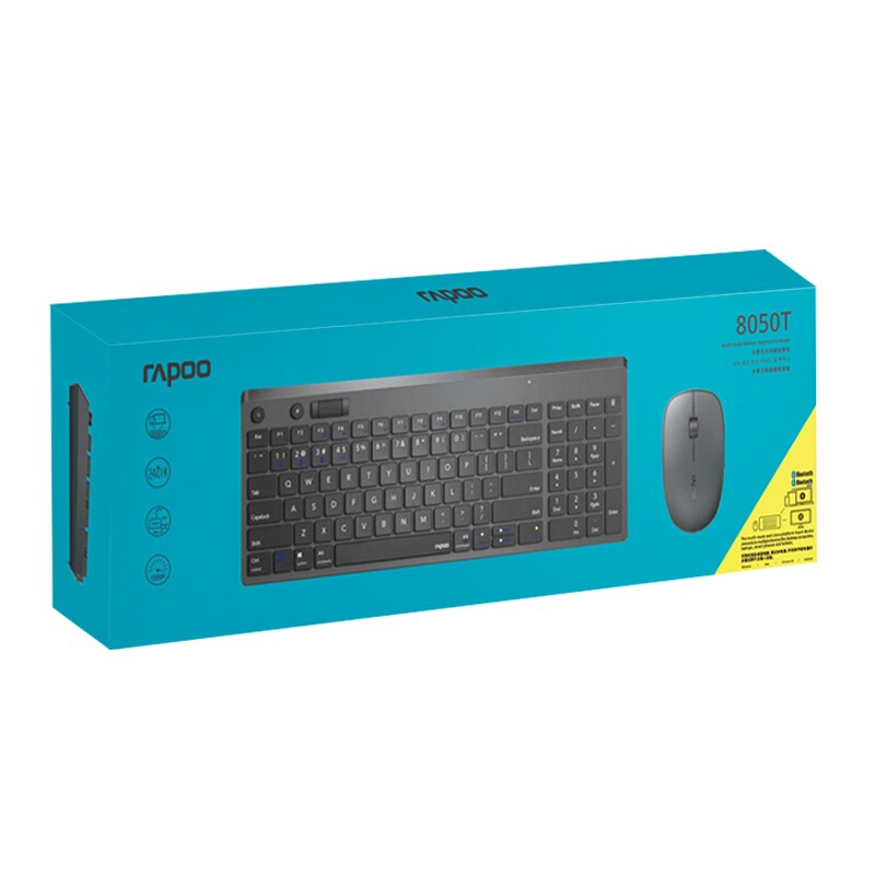 Rapoo 8050GT Multi-mode Silent Wireless Keyboard Mouse Combo Bluetooth 3.0/4.0/2.4G receiver switch between 3 Devices Connection