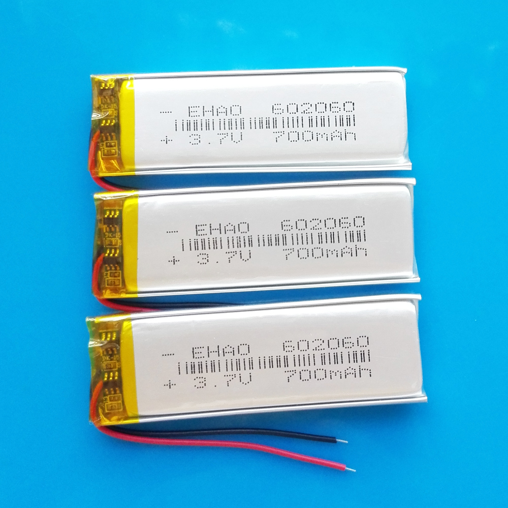 3 PCS 602060 3.7V 700mAh Lipo Polymer Lithium Rechargeable Battery For MP3 GPS DVD Bluetooth Recorder Headset E-book Camera