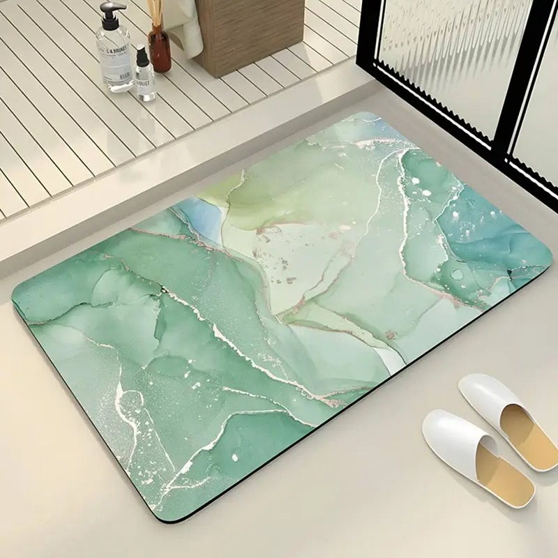 Alfombra de baño con textura de mármol, alfombra de baño antideslizante de lujo para ducha, alfombrillas para pies súper absorbentes, felpudo de baño para el hogar de secado rápido: YELLOW / 400 mm x 600 mm