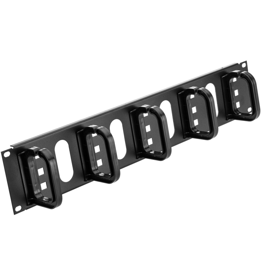 RackMatic - Panel guíacables para armario rack 19&quot; 2U con 5 anillas para gestión de cables