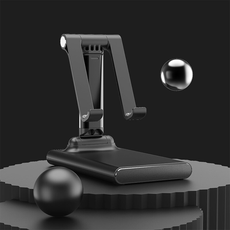 Pinzheng tragbarer universal-tablet-halter für ipad pro 11 und 12.9 , faltbarer, verstellbarer tablet-ständer für iphone und xiaomi-handys: Schwarz