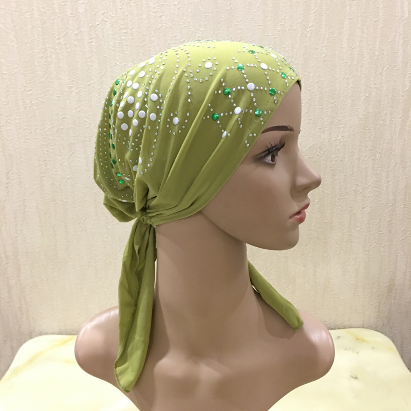 (Paillettes motifs envoyer aléatoire) cristal ITY élastique chapeau musulman hijab turban islamique (Plus de couleurs stock maintenant): 19