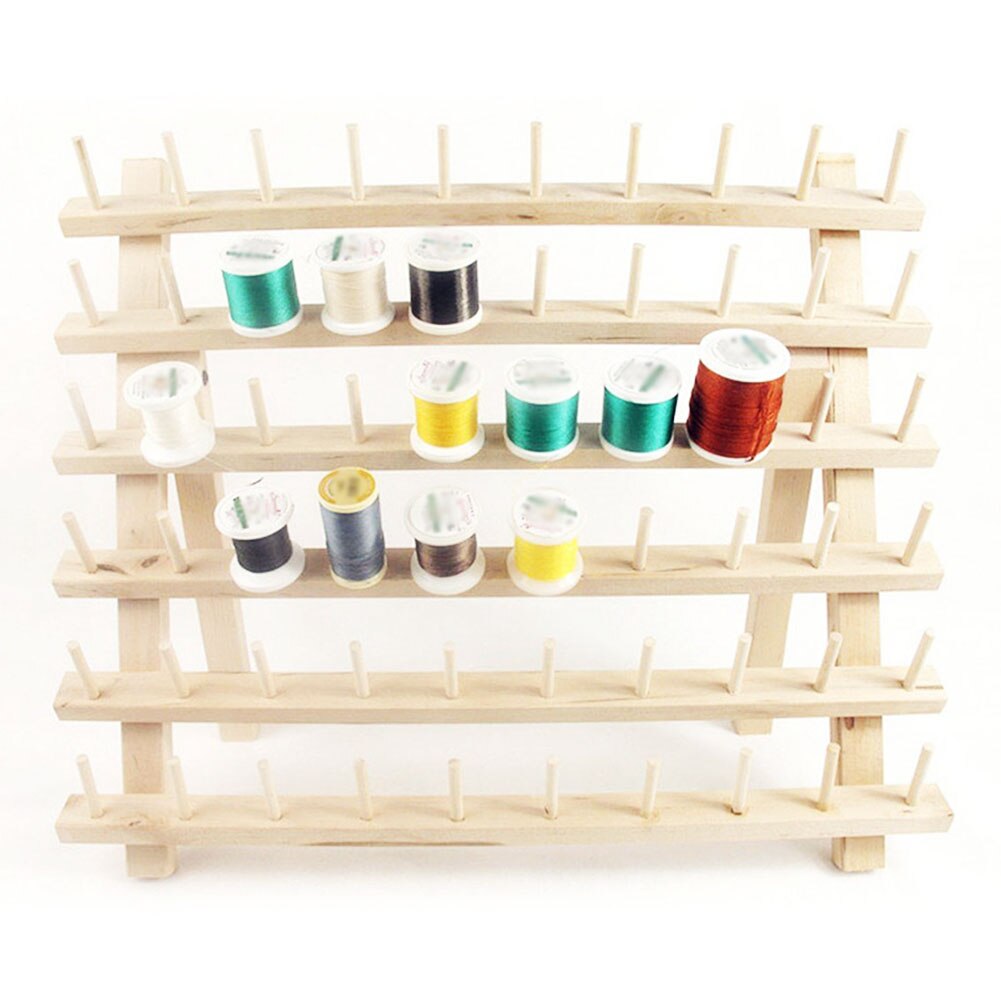 60-reel Sewing Tool Thread Rack Wooden Organizer F... – Grandado