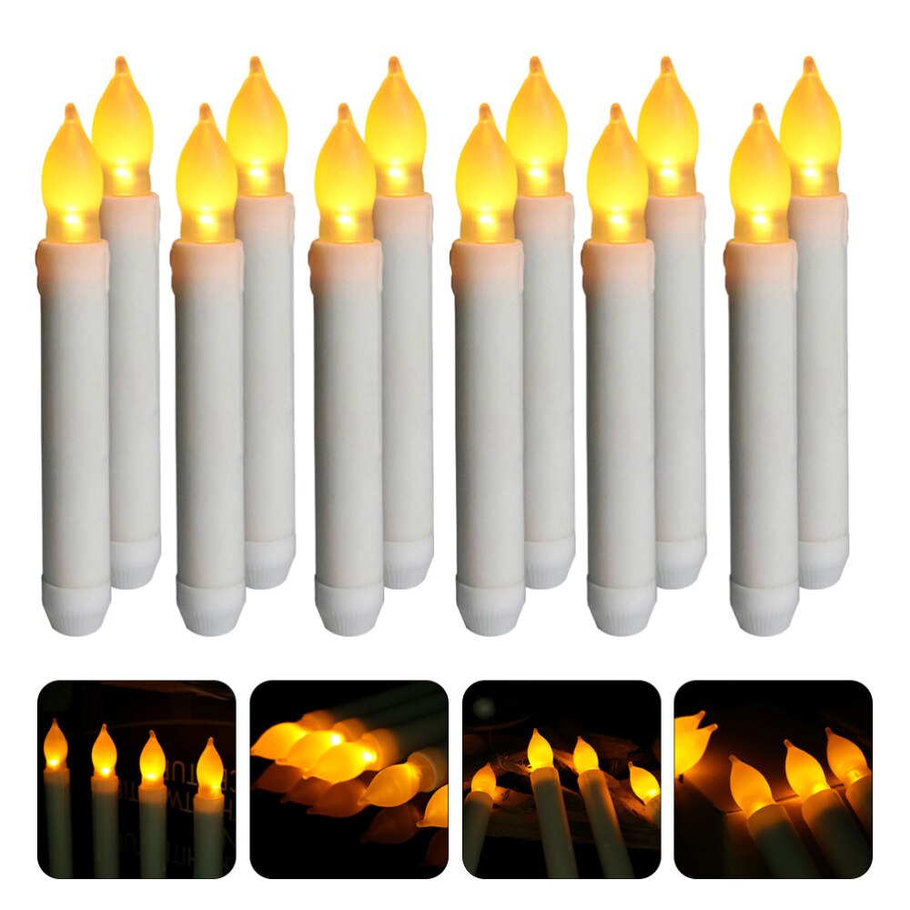 12pcs LED Taper Candles Flameless Candle Lights Electric Candles Window Lights