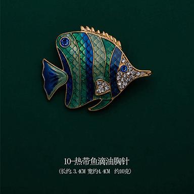 Huanzhi Vintage Druipen Glazuur Zirkoon Parel Abstracte Metalen Animal Broche Voor Vrouwen En Man Kraag Accessoires Sieraden: 8