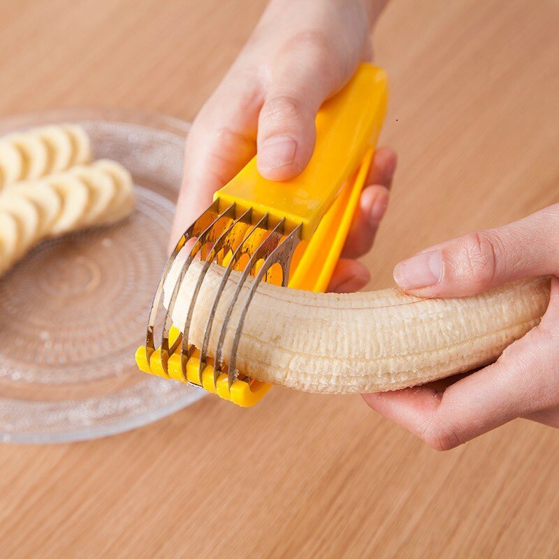 1PCS Rvs Banana Slicer Keuken Ham Worst Cutter Koken Fruit Mes Keukengerei