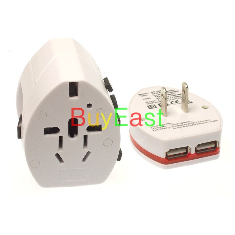 Dual 2 Port USB Travel Plug Adapter Change UK/EU/US/AU/China/Japan Plug Works In Over 150 Countries