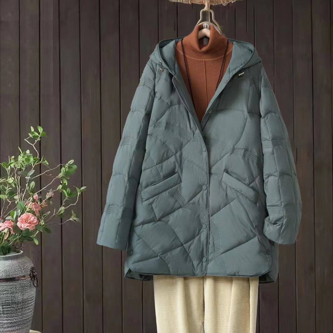 Plus Size 3xl Women Winter Coat Arrivals 90% White Duck Down Hooded Ultra Lightweight Keep Warm Down Jackets: L / Champagne
