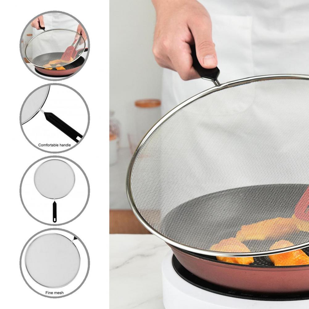 Anti Grease Oil Splatter Screen Mesh Pot Lid Cover Oil Proofing Frying Pan Cover Lid Filter Cooking Tools Kitchen Accessories