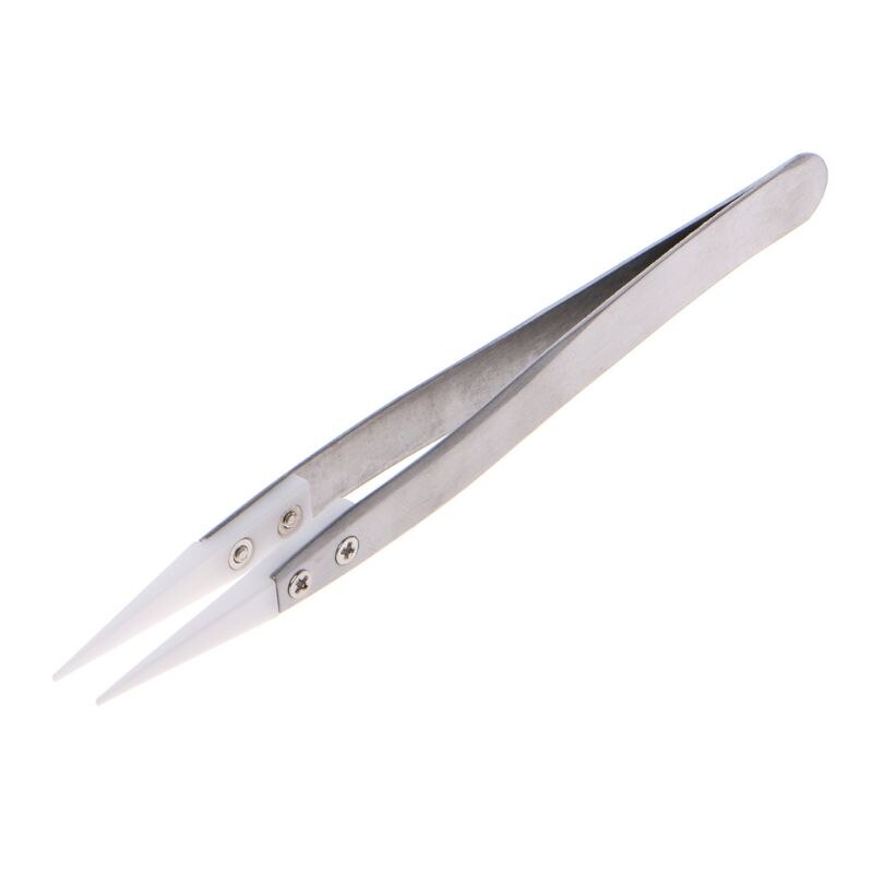 3pcs Non Conductive Anti-Static Ceramic Tweezers For IC SMD SMT Curved Straight Tweezers Heat Resistant 1000 Degree Hand Tools