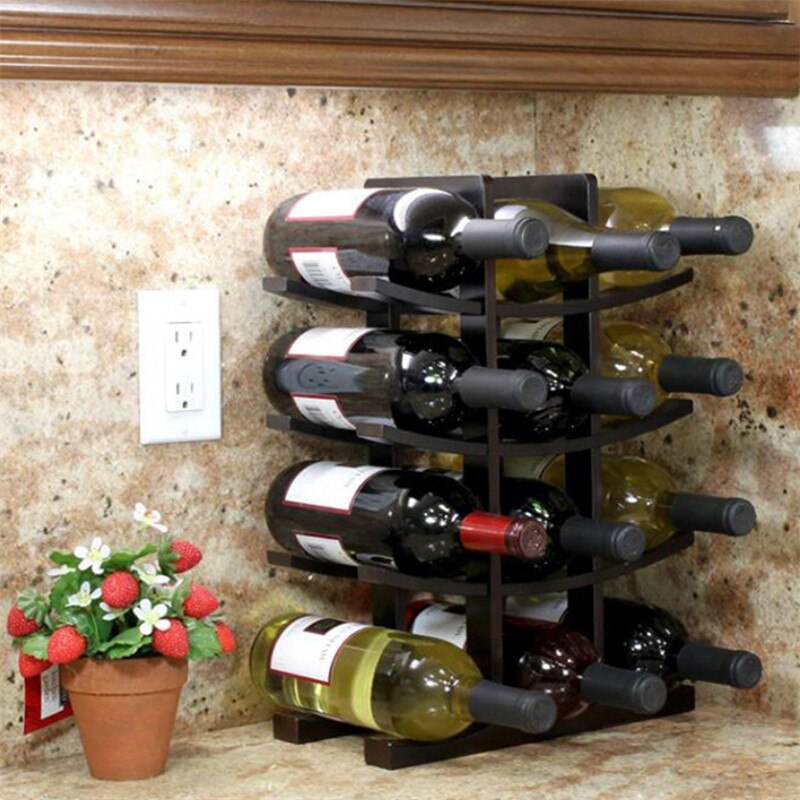 Europese Bamboe Wijnrek Houten Eenvoudige Aanrecht Wijn Fles Opslag Houder Eettafel Stand Keuken Organizer Bar Gereedschap