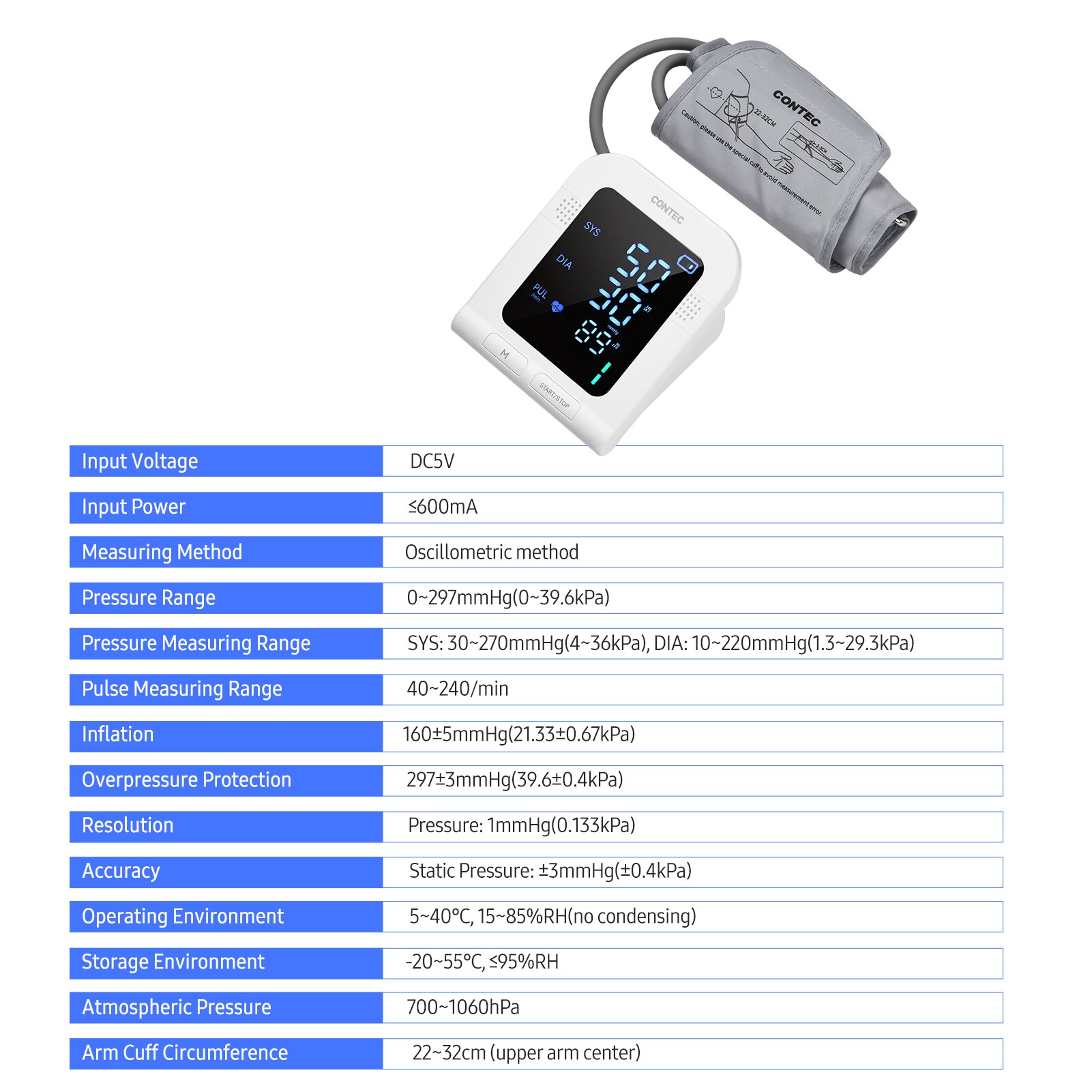 Bloeddrukmeter Bovenarm Manchet Bp Manchet Automatische Arm Type Bloeddrukmeter 4.3-Inch Lcd Elektronische Bloeddrukmeter