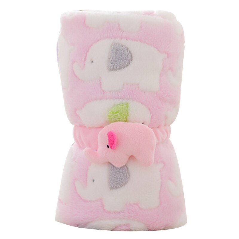 Leuke Olifant Cartoon Baby Deken Pasgeboren Olifant Airconditioning Quilt Coral Fluwelen Kussen Dekbed Dual-Use Baby Producten: pink