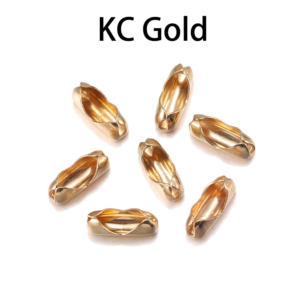 200pcs/lot Diameter 1.5/2/2.4/3.2 mm Ball Chain Connectors Clasps Connectors For DIY Jewelry Findings Making Supplie: 2.4mm / KC Gold