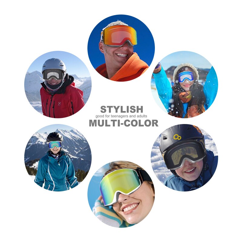 Mosodo skibriller cylindriske sne alpinski briller ultra bredt synsfelt mænd og kvinder skibriller