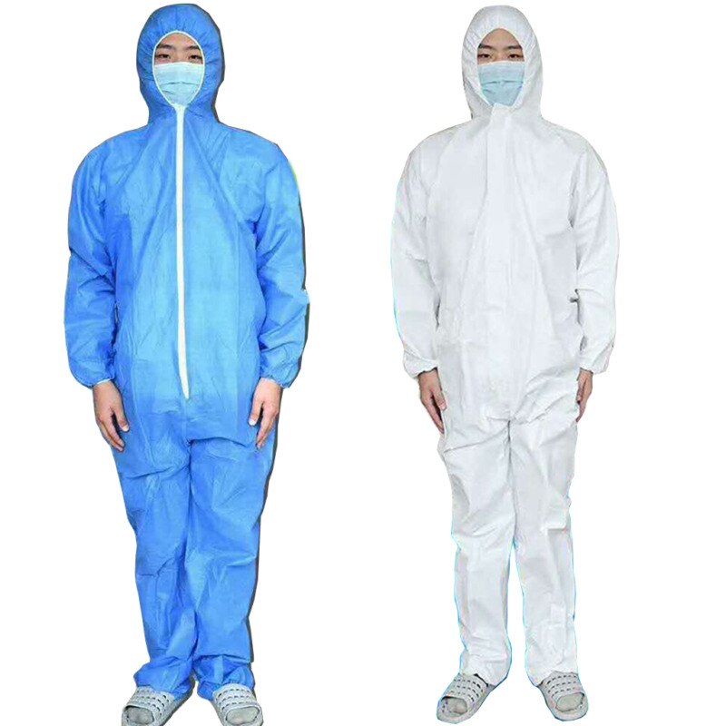 Nyeste anti-dug beskytte virus vaskbart hazmat dragt anti-virus beskyttelse tøj sikkerhedsoverall blå hvid